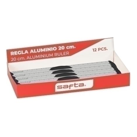 Expositor 12 piezas regla aluminio 20cm de Safta