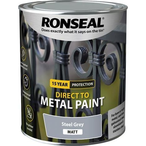 Ronseal Direct to Metal Paint Steel Grey Matt 750ml