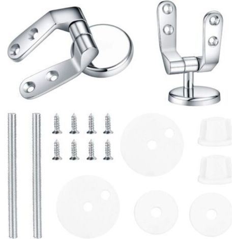 Cerniera per sedile WC, kit di fissaggio di ricambio per sedile WC, elementi di fissaggio per cerniera WC, per sedili WC in legno e resina - 2 pezzi - Crezuo