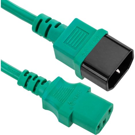 BeMatik - Cordon électrique IEC60320 C13 à C14 vert 3m (1/5)