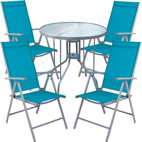Bistrogarnitur 5-teilig Silber/Petrol-MMC90+4xMMC5000P (1/3)
