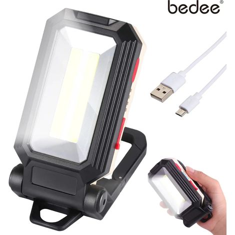 Wiederaufladbare LED-Arbeitsleuchte mit Magnetfuß und Haken, tragbare COB-Werkstattlampe für Autoreparaturen, Camping und Notfälle