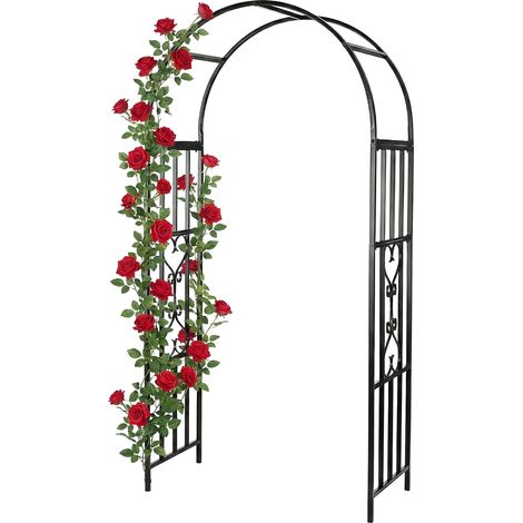 Relaxdays Rosenbogen Metall, Torbogen Garten, HBT: 206 x 114 x 50 cm, Rankbogen für Kletterpflanzen, romantisch, schwarz (1/5)