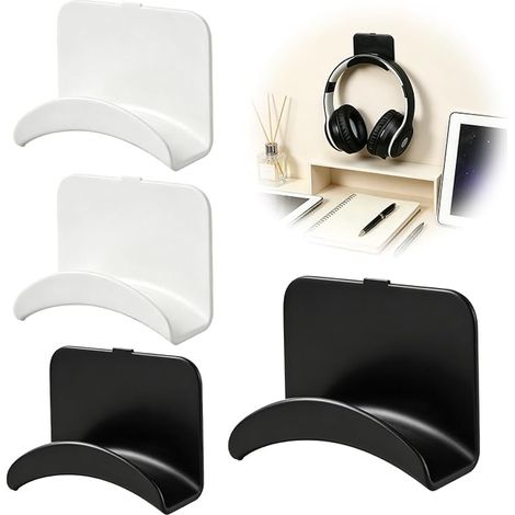 Support Casque Mural, Porte Casque Audio Mural Bureau avec Adhésif, Crochet Casques Universel pour Casques Audio et Gaming, Support Écouteurs et Manette, Organisation Bureau Maison Studio (1/5)