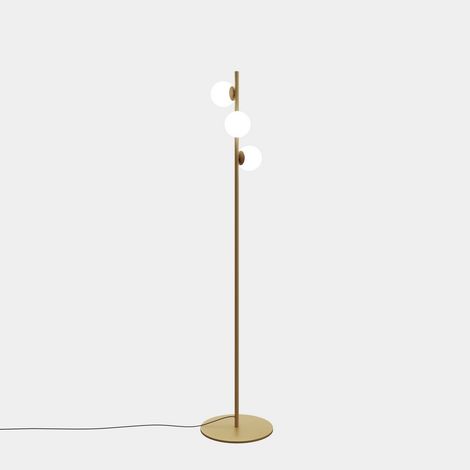 LEDS C4 Perlina Lampadaire multibras LED or mat 22,9 W, température de couleur 2700-3000-4000 K, interrupteur marche/arrêt