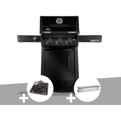 Barbecue gaz Freestyle 365 noir 3 brûleurs + Plateau charbon + Boitier de fumage - Napoléon