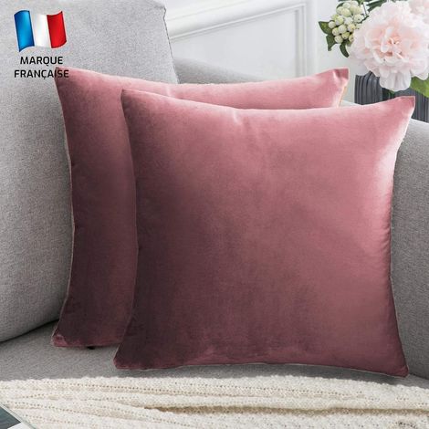 Lot de 2 Housse de Coussin Terracotta Rose Blush Velours 45x45 cm Uni, Taie d'oreiller Carré Doux et Moderne pour Salon Scandinave, Terre de Sienne Canapé (2 Terracotta Rose Blush) (1/5)