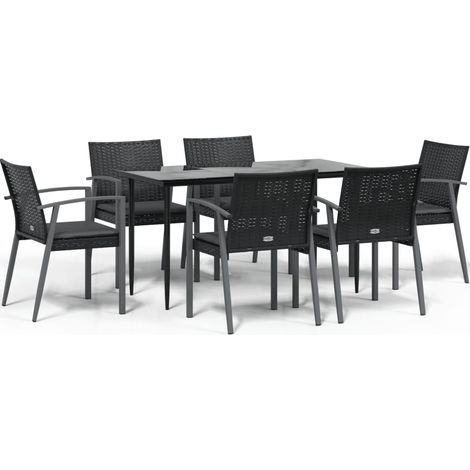 Maison Exclusive - Juego comedor jardín 7 piezas y cojines ratán (1/5)