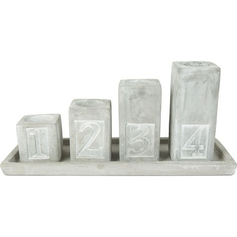 TrendLine Deko Adventskranz Zement 16,5 x 13 x 33,5 cm grau