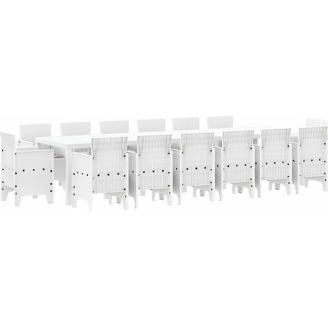 Maison Exclusive - Set da Pranzo per Giardino 15 pcs Bianco Rattan Polt