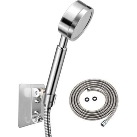 Pommeau Douche Haute Pression avec Tuyau 1,5m et Support, Pommeau de Douche Economie d'Eau en Acier Inoxydable 304 Installation et Nettoyage Faciles (1/4)