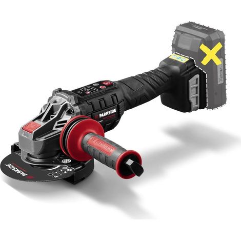 Parkside - Smerigliatrice angolare senza fili, Parkside Performance X20V PWSAP 20, senza spazzole/brushless, senza batteria, senza caricabatterie, con valigetta per il trasporto