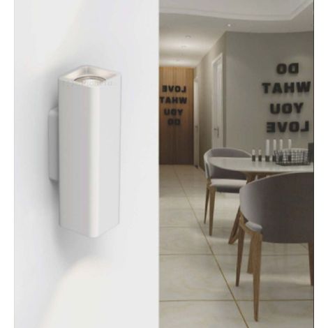 Applique da parete in gesso rettangolare attacco GU10 lampada doppia emissione di luce verticale lineare bianco verniciabile (1/3)