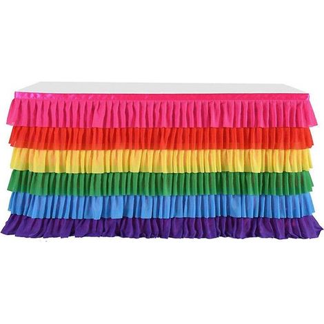 BEBUSINGOTO Bunter Chiffon-Tischrock, rechteckige Tischdecke, Tischdecke für Party-Tischdekoration (1/5)