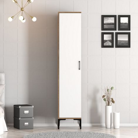 Kleiderschrank Kumual S Walnussweiß Melamin 40x47,5x201,4 cm (1/5)