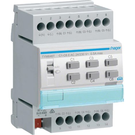 Hager Heizungsaktor 6-fach 24/230V KNX REG TYM646T (1/5)