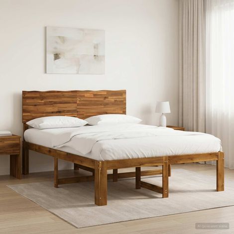 Cama doble con cabecero ROSTOCK Natural 152 x 203 cm (1/5)