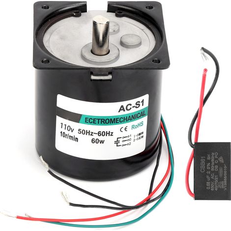 Moteur synchrone à courant alternatif XD80KTYZ + condensateur 60 W à aimant permanent, moteur lent, bidirectionnel, contrôlable, couple élevé, faible vitesse, micromoteur à arbre excentrique, 10 tr/mi (1/5)