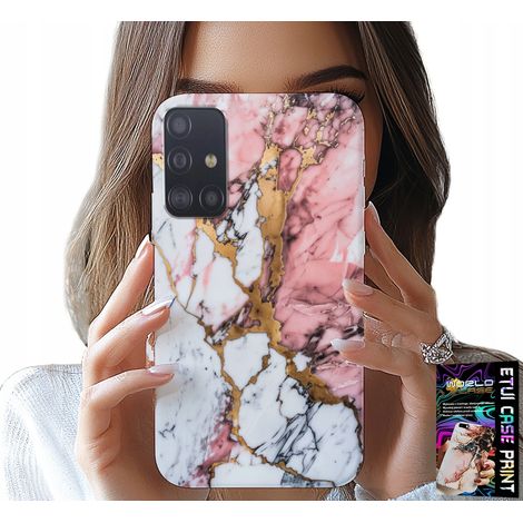Custodia per Samsung Galaxy M31S - effetto marmo rosa e bianco, con motivi a pietra (1/5)
