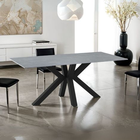 Mesa con tablero cerámico efecto mármol gris mate 180x90 cm - Alemania (1/4)