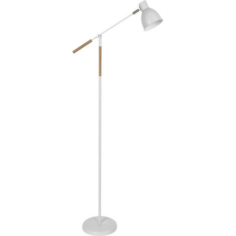 Wohnzimmer-Fußaufsatz 1xE27, Weiß/Buche, 360° verstellbar, gelenkig, 137 x 25,5 x 55 cm