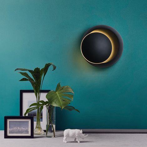 Applique murale LED rotative à 360 degrés en forme de croissant rond, lampe de chevet créative et moderne pour salon, chambre à coucher, couloir, allée, couloir (1/5)