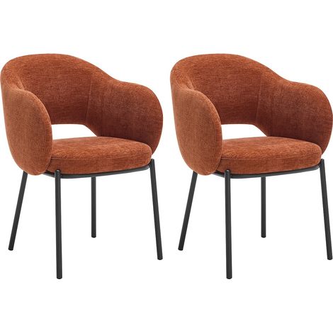 Sedia con braccioli in tessuto testurizzato e metallo nero Terracotta - Lotto di 2- ACACILIO (1/4)
