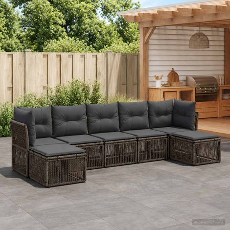 Set Divano da Giardino 7 pcs Grigio polyrattan vidaXL (1/5)
