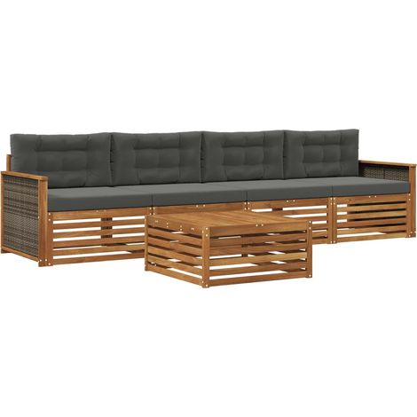 Outdoor Sofa Set with Cushion 5 pcs Natural and Anthracite vidaXL