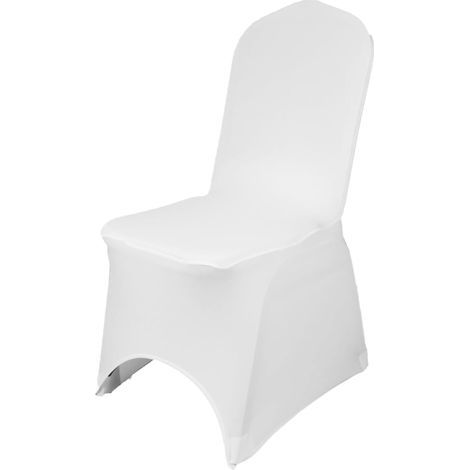 Spandex Chaise Housse Tissu Extensible Amovible Lavable Protection Housses pour Mariages Banquets Cérémonie Hôtel Dîner Fêtes Décoration - Blanc , 4pcs (1/5)