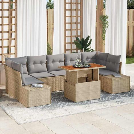 vidaXL Gartensofa-set 8 Stk. Beige und Grau (1/5)