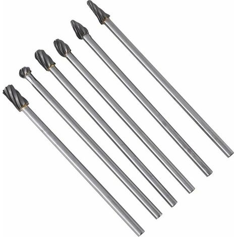 Kit di frese rotanti in carburo di tungsteno, gambo da 6 mm, testa da 10 mm, trapano elettrico per levigatrice, 6 pezzi (1/5)