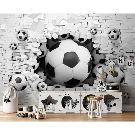 Fototapete Fußball 3D-Optik, für Jugendzimmer, 300 x 210 cm – Komplettset inkl. Kleister & Anleitung (1/5)
