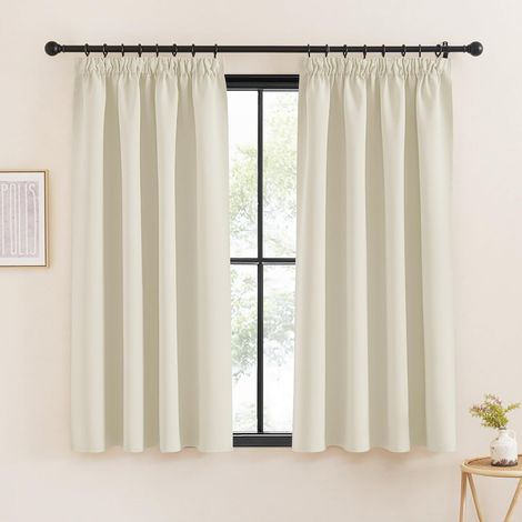Lot de 2 Rideau Occultant, Galon Fronceur, Isolation Thermique, Polyester, Pour Chambre Cuisine
