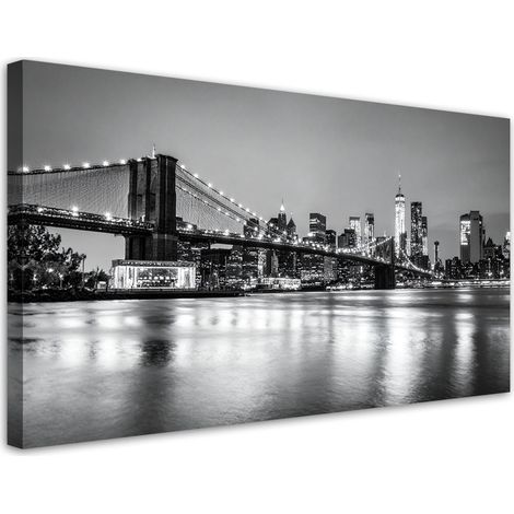 Wandbild Brooklyn Bridge bei Nacht New York City 80x40 (1/5)