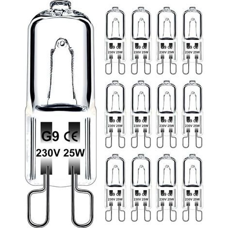 Ampoule G9 25W 230V Dimmable Blanc Chaud, Ampoule Halogène G9 Tolérance de 300°C, Ampoule Four G9 Pour Four Micro-ondes Cuisinière Plafonniers, Lot de 12 [Classe énergétique G] (1/4)