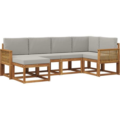 Outdoor-Sofagarnitur 6 stk. Natürlich und Hellgrau Polyester vidaXL (1/5)
