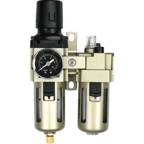 pair Séparateur d'eau Réducteur de pression Régulateur d'air comprimé pour compresseur d'air comprimé, filtre de 3/8 pouce et brouillard d'huile avec couvercle de tasse (3/8inch) (1/4)