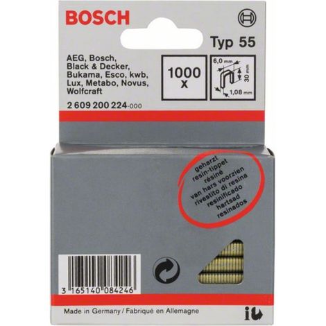 Bosch 1.000x graffe a dorso stretto tipo 55, resinato 6 x 1,08 x 30 mm - 2609200224