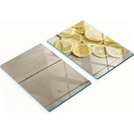 Taglieri da cucina in vetro con decorazioni, in legno di limone, 2x40x52 cm (1/5)
