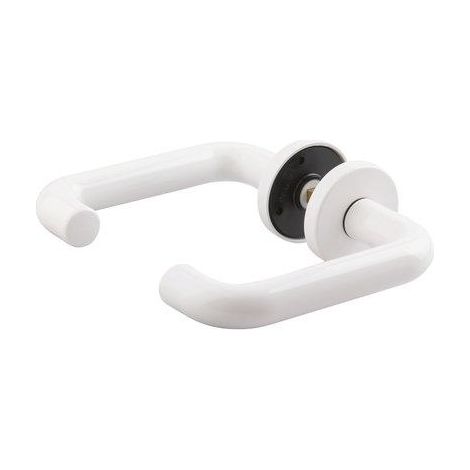 Poignée de porte sur rosace nylon blanc NY92F Bec de cane ZD92F+R.BDC NORMBAU