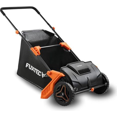 FUXTEC Raccoglitore di foglie e erba FX-LS52, larghezza di lavoro 530 mm, profondità regolabile 0-40 mm, sacco di raccolta da 100 L, leggero e maneggevole (6,5 kg)