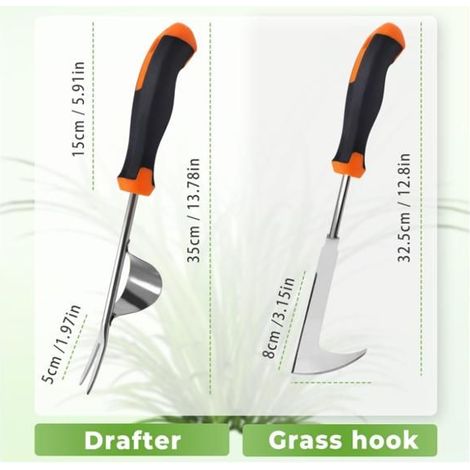 2 Pièces Désherbeur Manuel Acier Inoxydable Arrache Mauvaise Herbe,Arrache Pissenlit Couteau Désherbeur Désherbeurs Manuels Tire (1/5)
