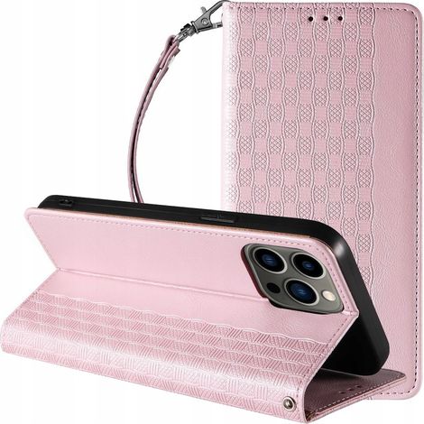 Magnet-Schutzhülle für Samsung Galaxy S23+, Klapphülle mit Brieftaschenfunktion, Mini-Lanyard und Ständer, Pink (1/5)
