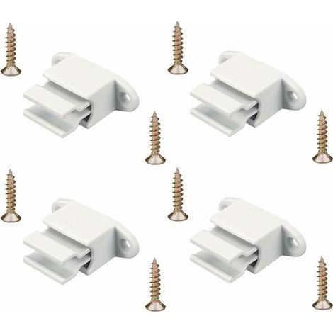 4 clips de bloqueo ajustables blancos para manivela de persiana enrollable, soporte guía, plástico de 14 mm, montaje universal con tornillos para ventana/pared (1/3)