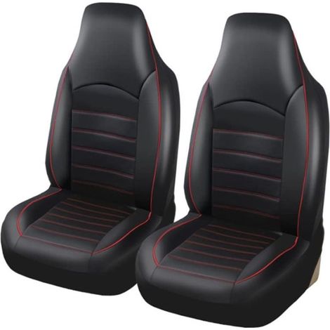 Classic Front Car Seat Covers Faux Leather Universal Fit for Most Cars, Trucks, SUVs or Vans Red (1/5)