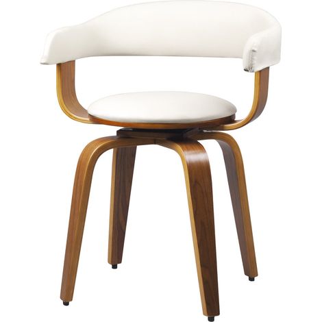 Silla con reposabrazos de cuero artificial blanco - Harold (1/4)