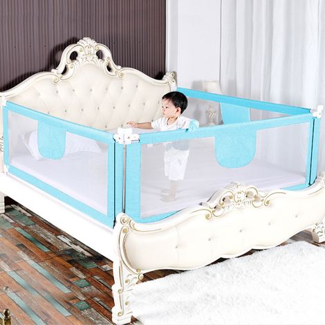 Barrière de Sécurité de Lit d'Enfant 150 cm Bleu