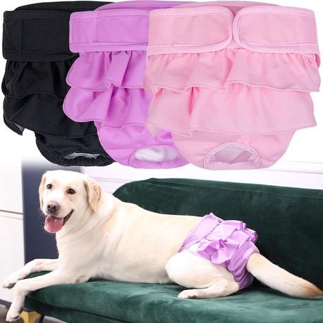 Couches menstruelles pour chiennes, réutilisables, lavables, ultra-absorbantes et ajustables, pour chiennes souffrant d'incontinence urinaire, taille S, lot de 3 (1/5)