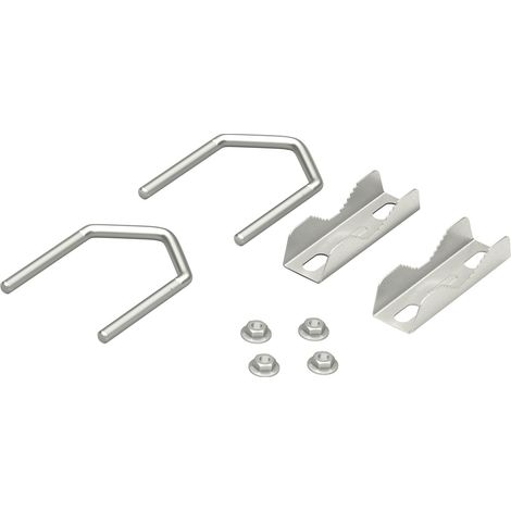 goobay 60504 - Fascetta dentata fino a 60 mm, doppia fascetta per supporto per asta satellitare, staffa a U, per montaggio su ringhiere e ringhiere del balcone, set da 2, colore: Grigio (1/4)